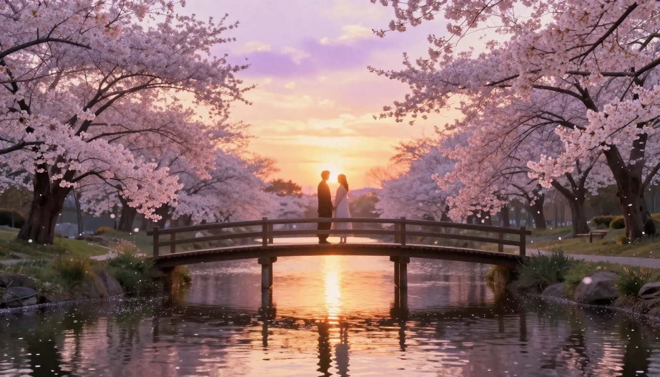 An ethereal and romantic scene featuring two silhouettes of ...