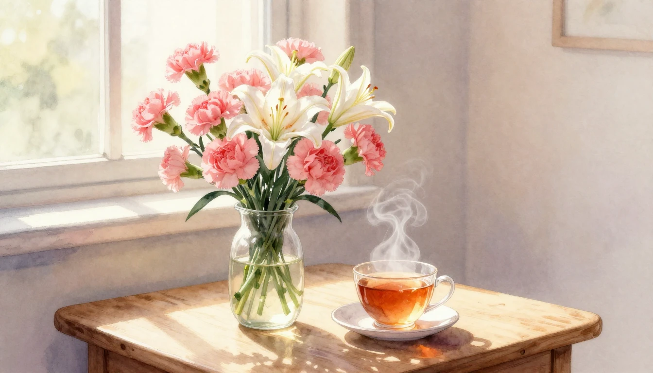 A soft and serene watercolor painting capturing a cozy corne...