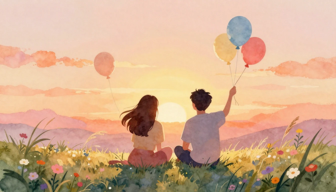 A soft and dreamy watercolor painting depicting the essence ...