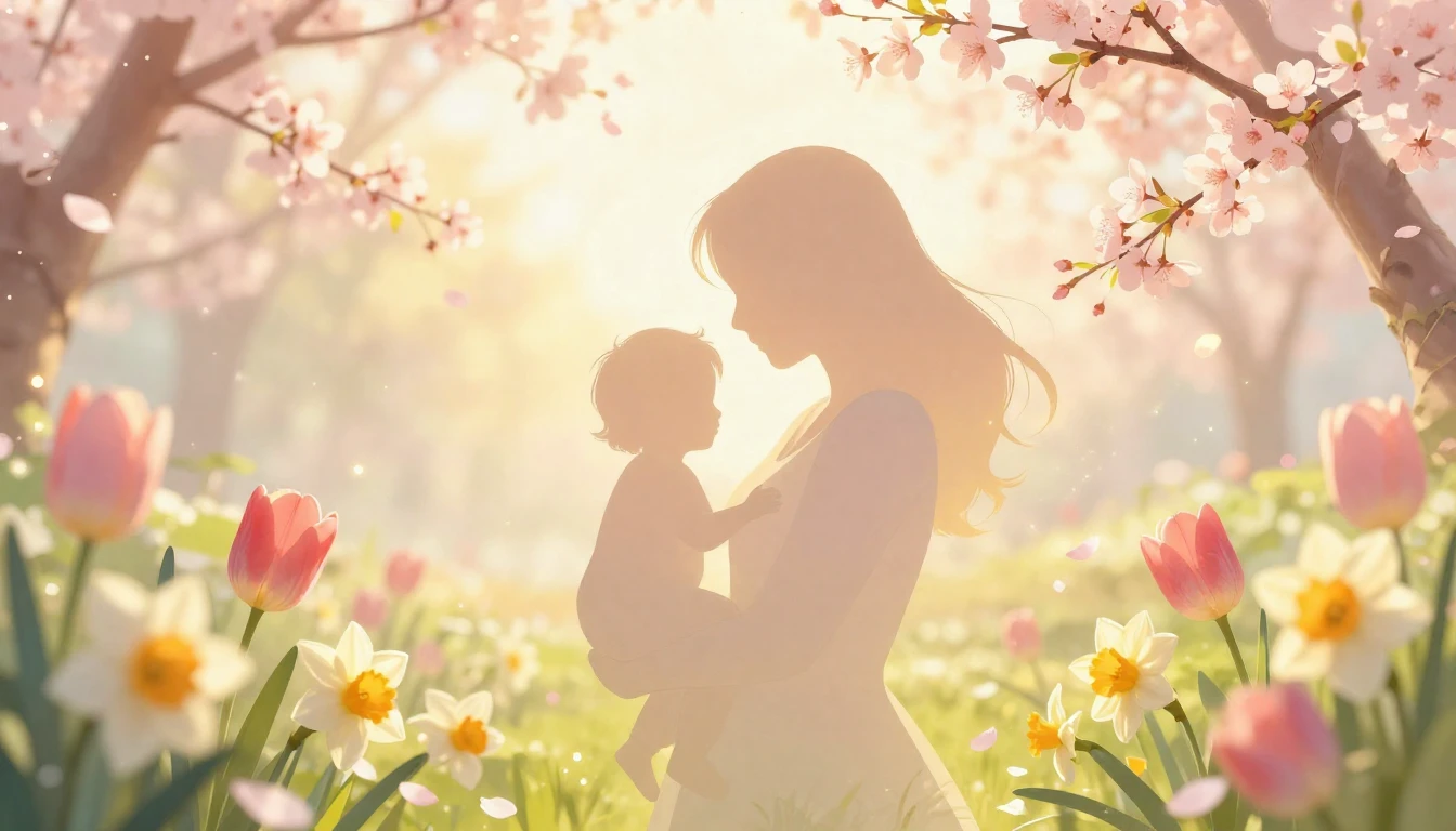 A heartwarming and symbolic illustration representing mother...