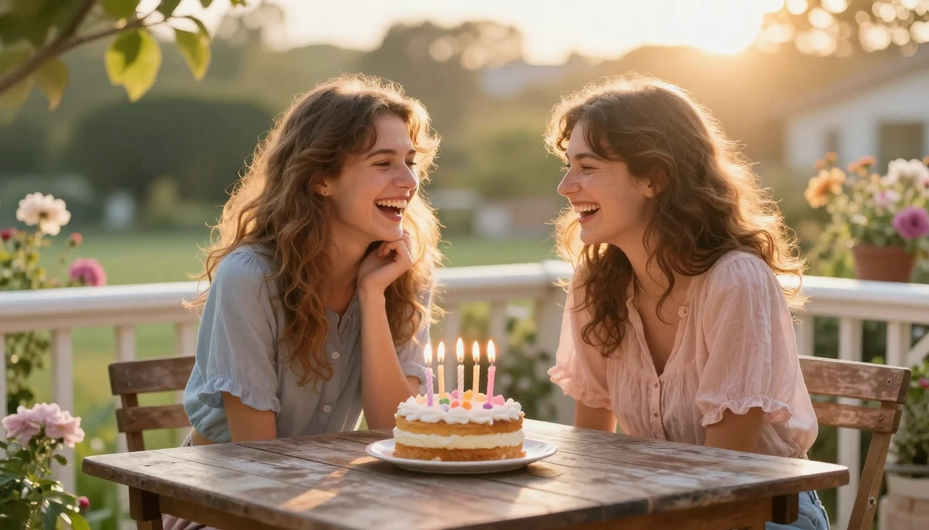 A heartwarming and cozy scene of two best friends sitting to...