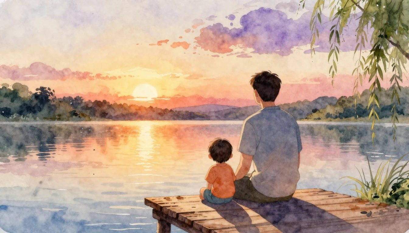 A heartwarming and tender watercolor illustration capturing ...