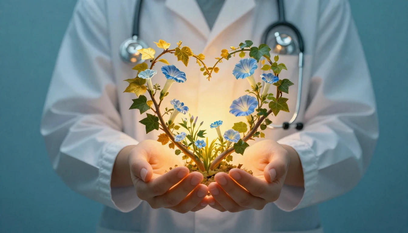 A soft and ethereal scene depicting a pair of gentle, glowin...