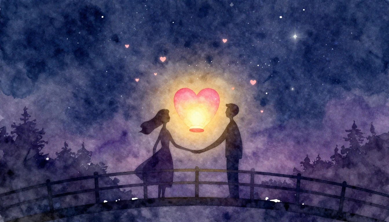 A soft and romantic watercolor painting depicting two abstra...