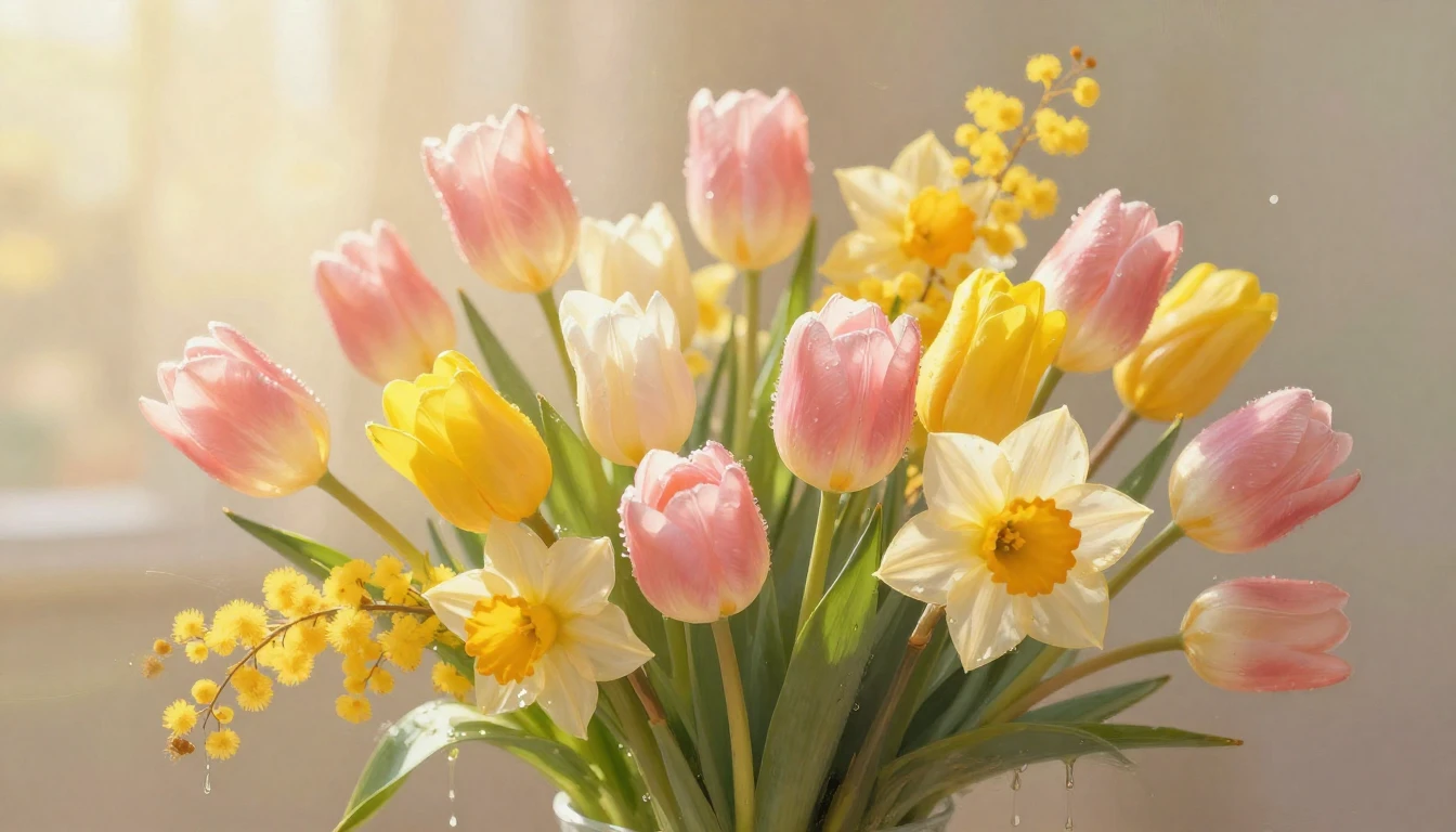 A soft and airy spring composition symbolizing International...