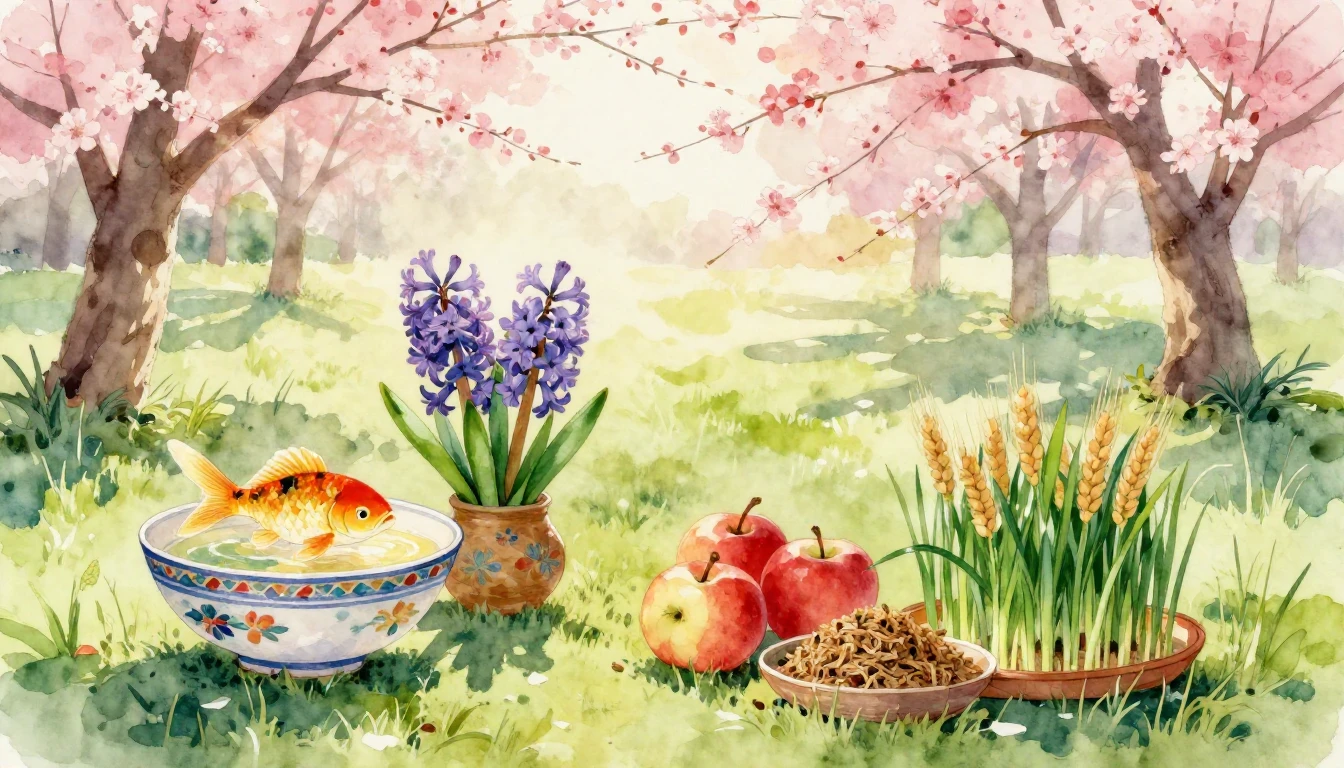 A beautiful watercolor painting depicting the arrival of spr...