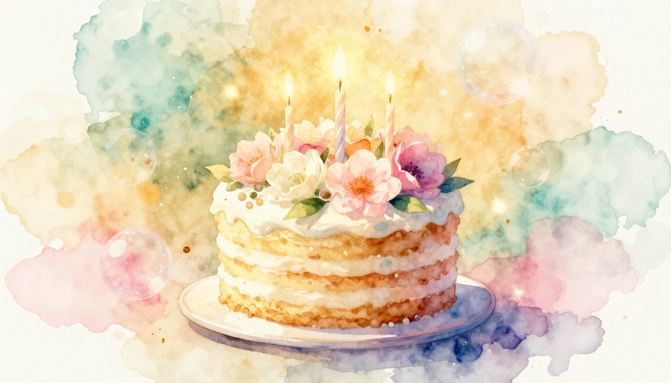 A beautiful and delicate watercolor painting of a festive sc...