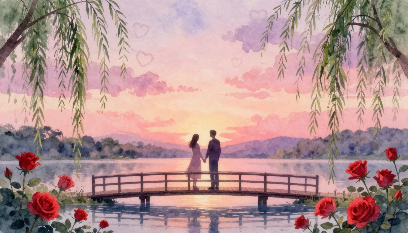 A dreamy and soft watercolor painting depicting a silhouette...