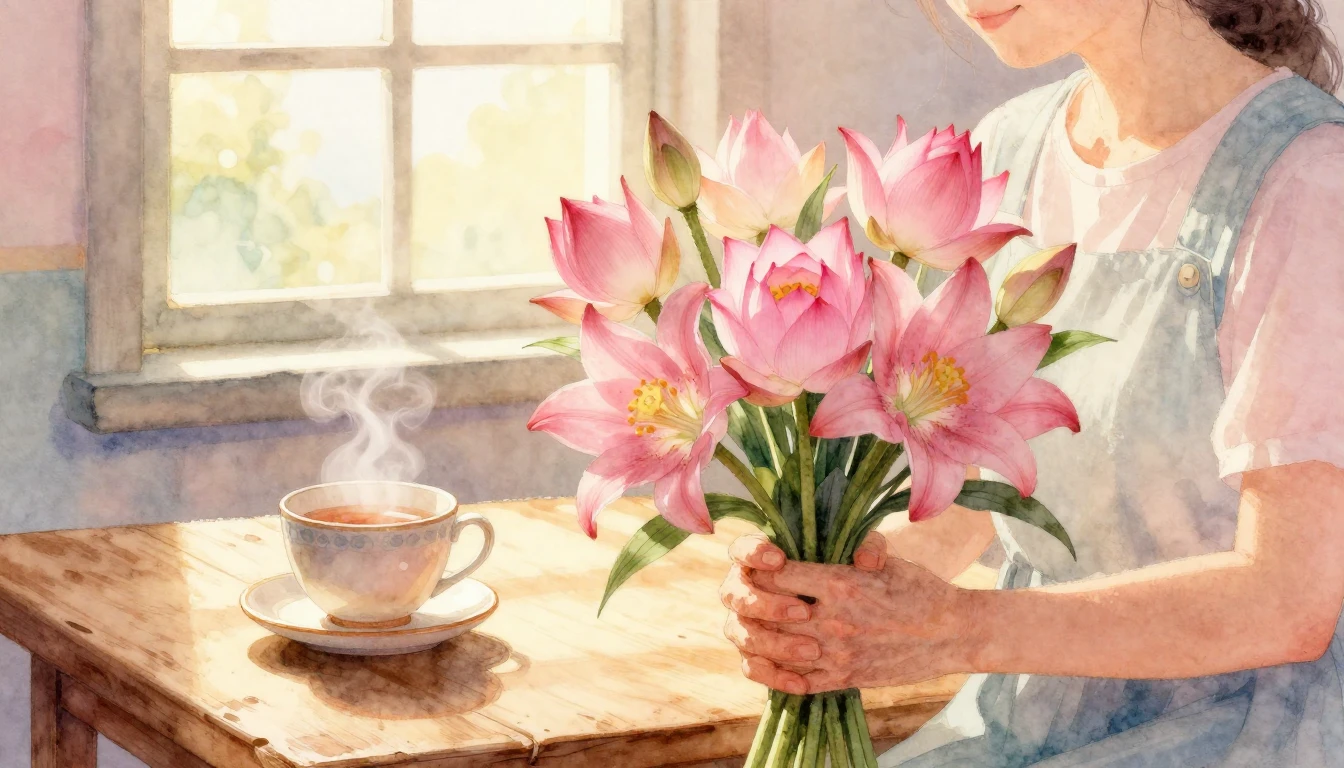 A heartwarming watercolor painting depicting a warm and cozy...