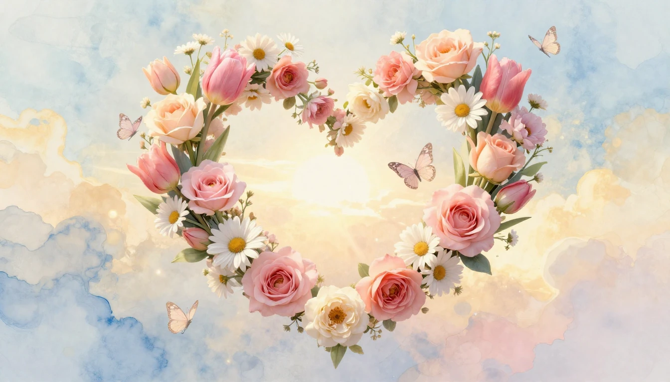 A romantic and ethereal composition representing love and ap...