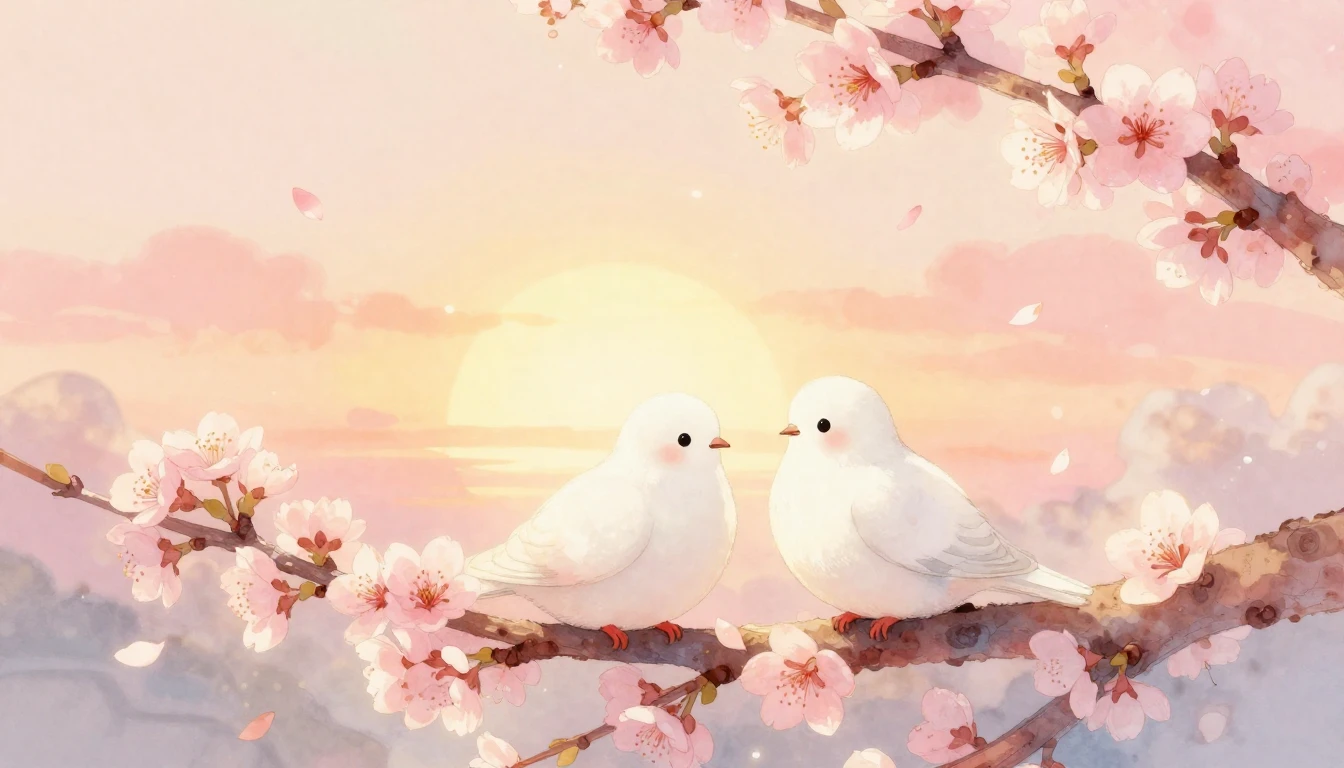 A soft and dreamy watercolor illustration depicting a romant...