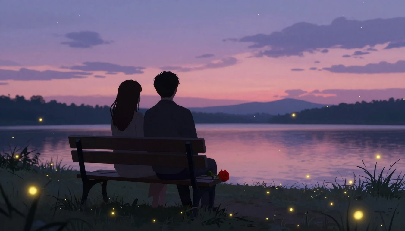 A warm and intimate illustration depicting two silhouette fi...