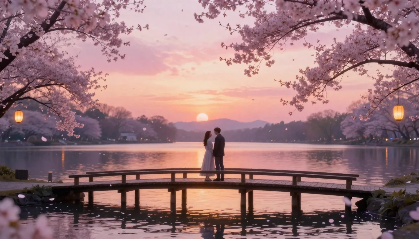 A dreamy and romantic scene of a couple standing on a charmi...