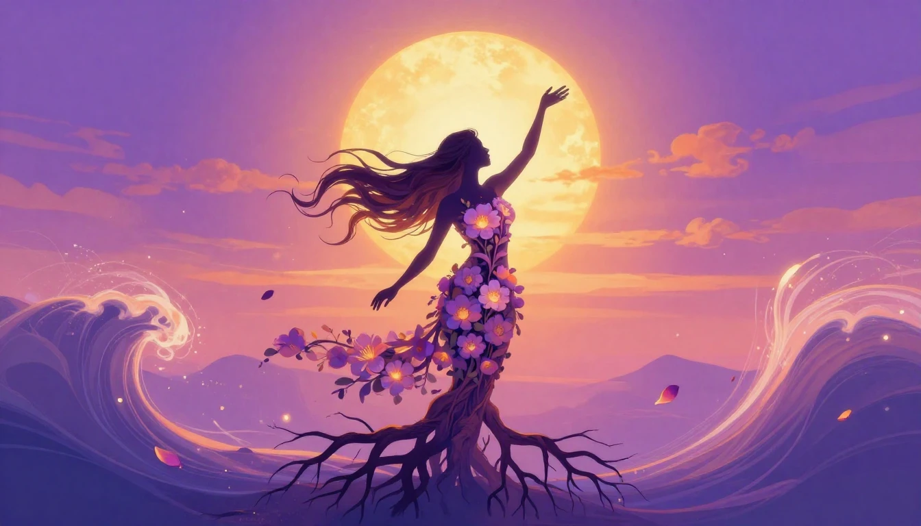 A conceptual digital art illustration celebrating feminine s...