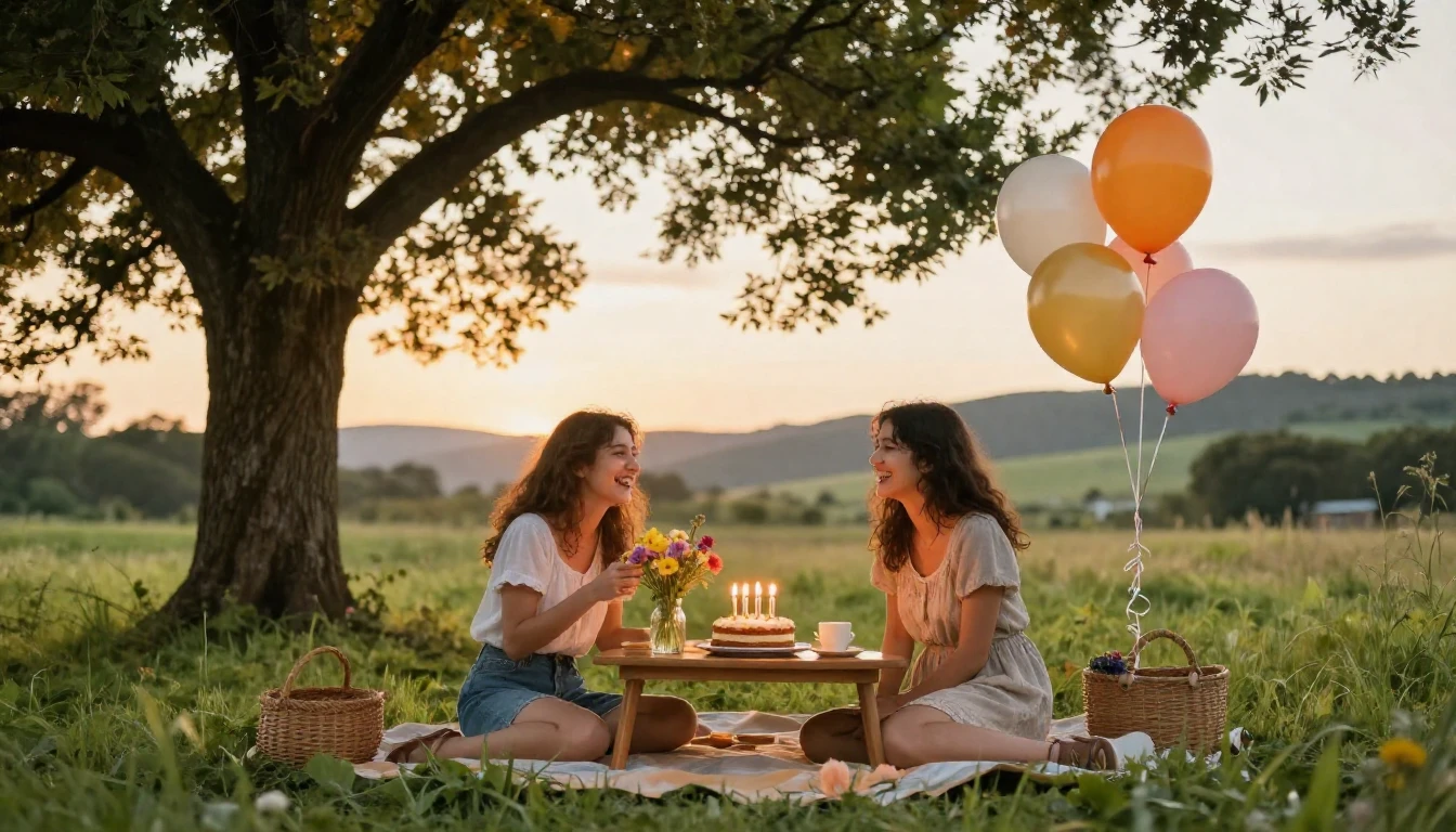 A heartwarming scene of two best friends sharing a joyful mo...