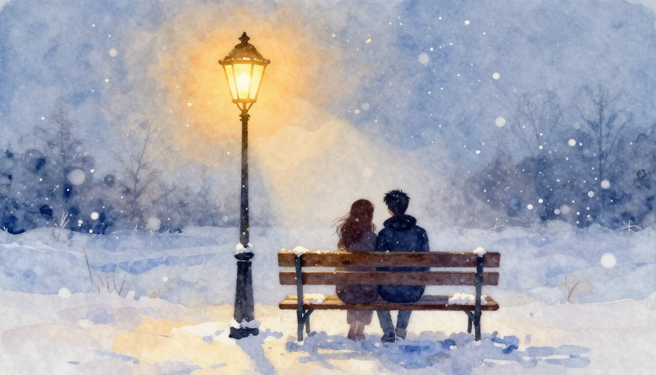A romantic and dreamy watercolor painting depicting a cozy w...