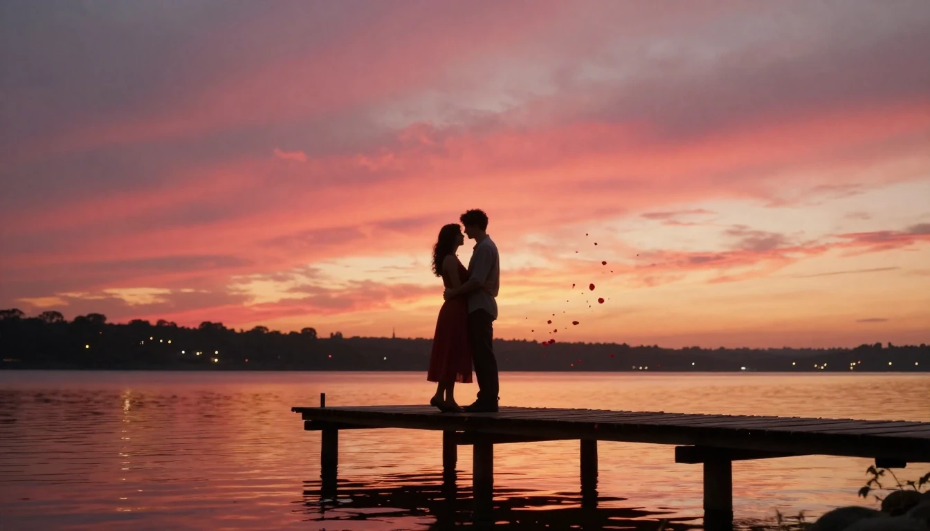 A breathtakingly romantic scene captured in a cinematic styl...