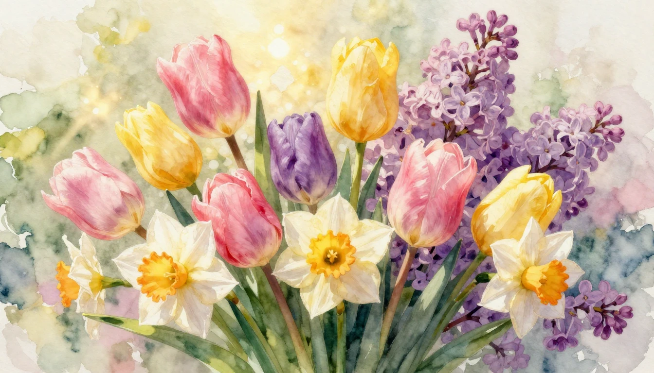 A delicate and vibrant watercolor painting symbolizing Women...