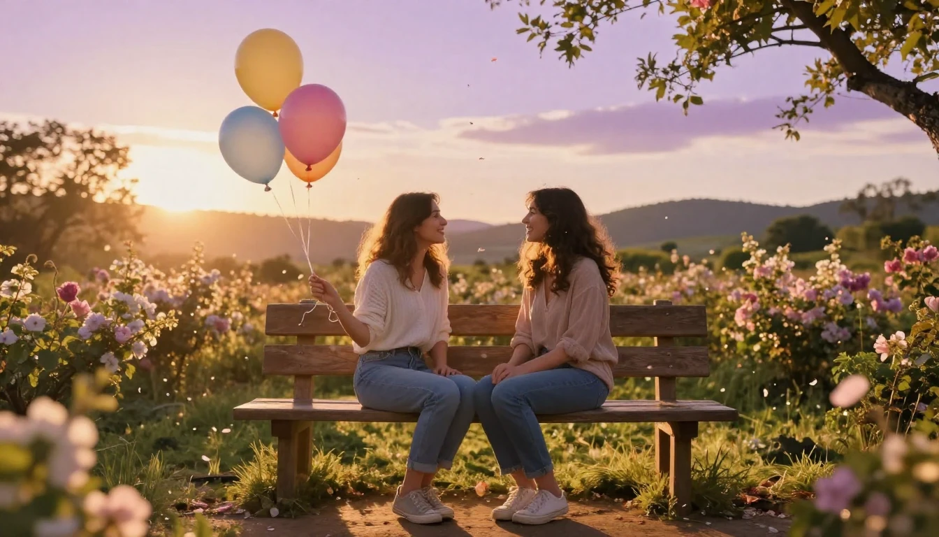 A heartwarming and cozy scene of two best friends sitting to...