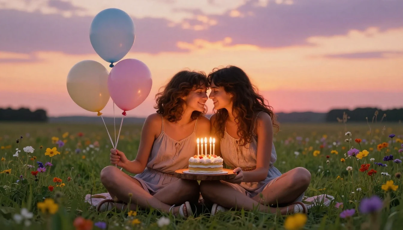 A heartwarming scene of two best friends sitting together on...