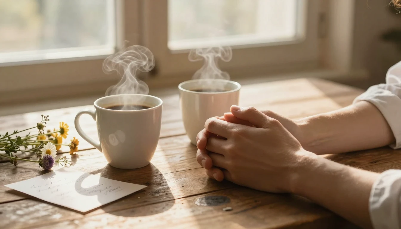 A warm, intimate, and secular scene symbolizing everyday lov...