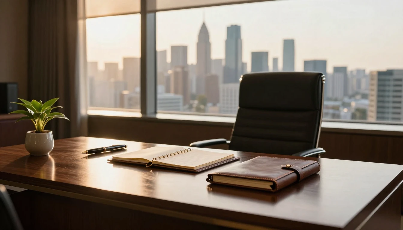 A sophisticated and elegant executive office setting during ...