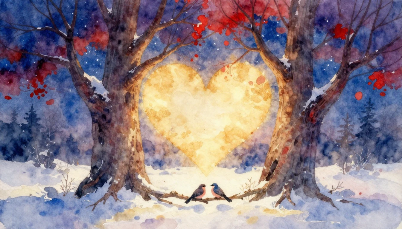 A romantic and soft watercolor painting depicting a magical ...