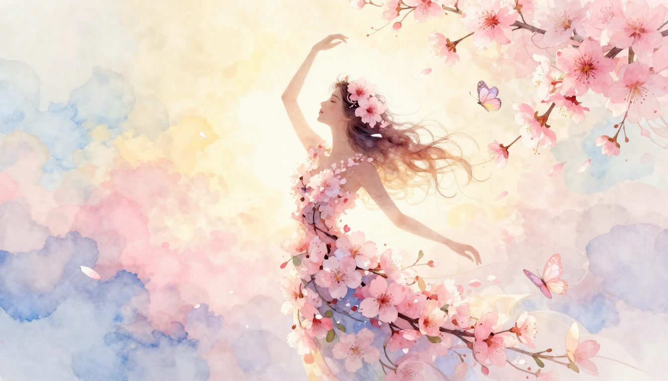 A gentle and ethereal watercolor painting celebrating the be...