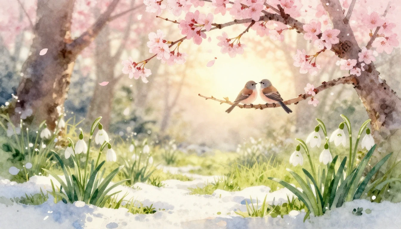 A delicate and romantic watercolor painting depicting the es...