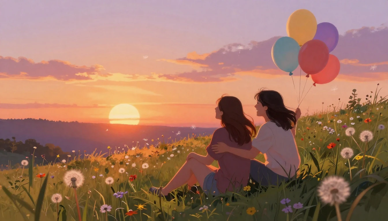 A heartwarming scene depicting a deep bond of friendship. Tw...