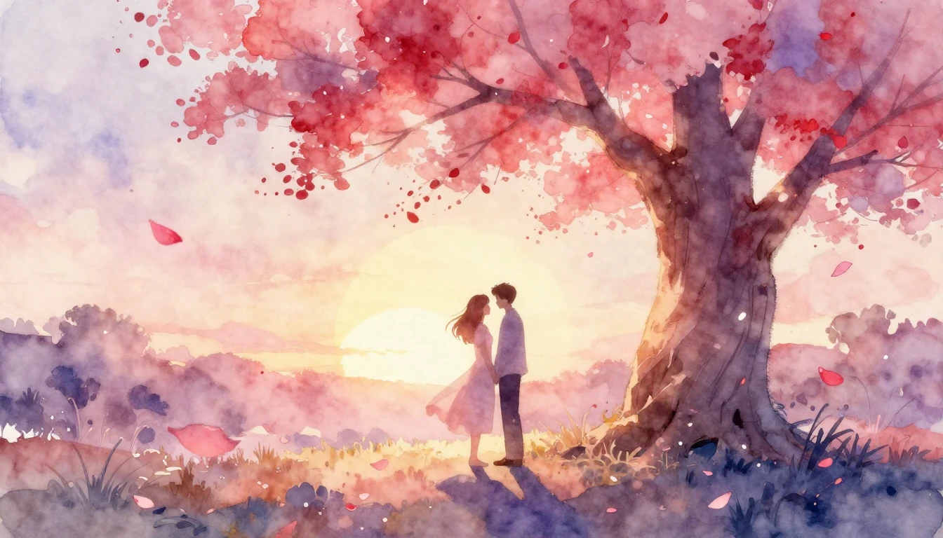A romantic and dreamy watercolor illustration capturing the ...