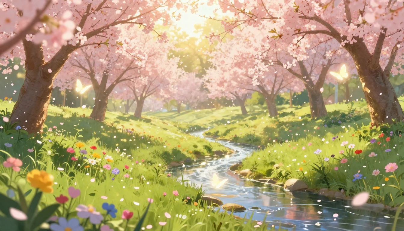 A beautiful spring landscape representing rebirth, joy, and ...