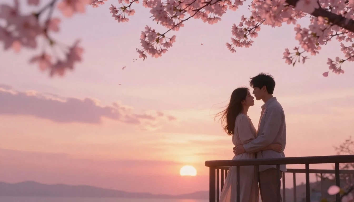A breathtaking and intimate scene of a couple standing on a ...