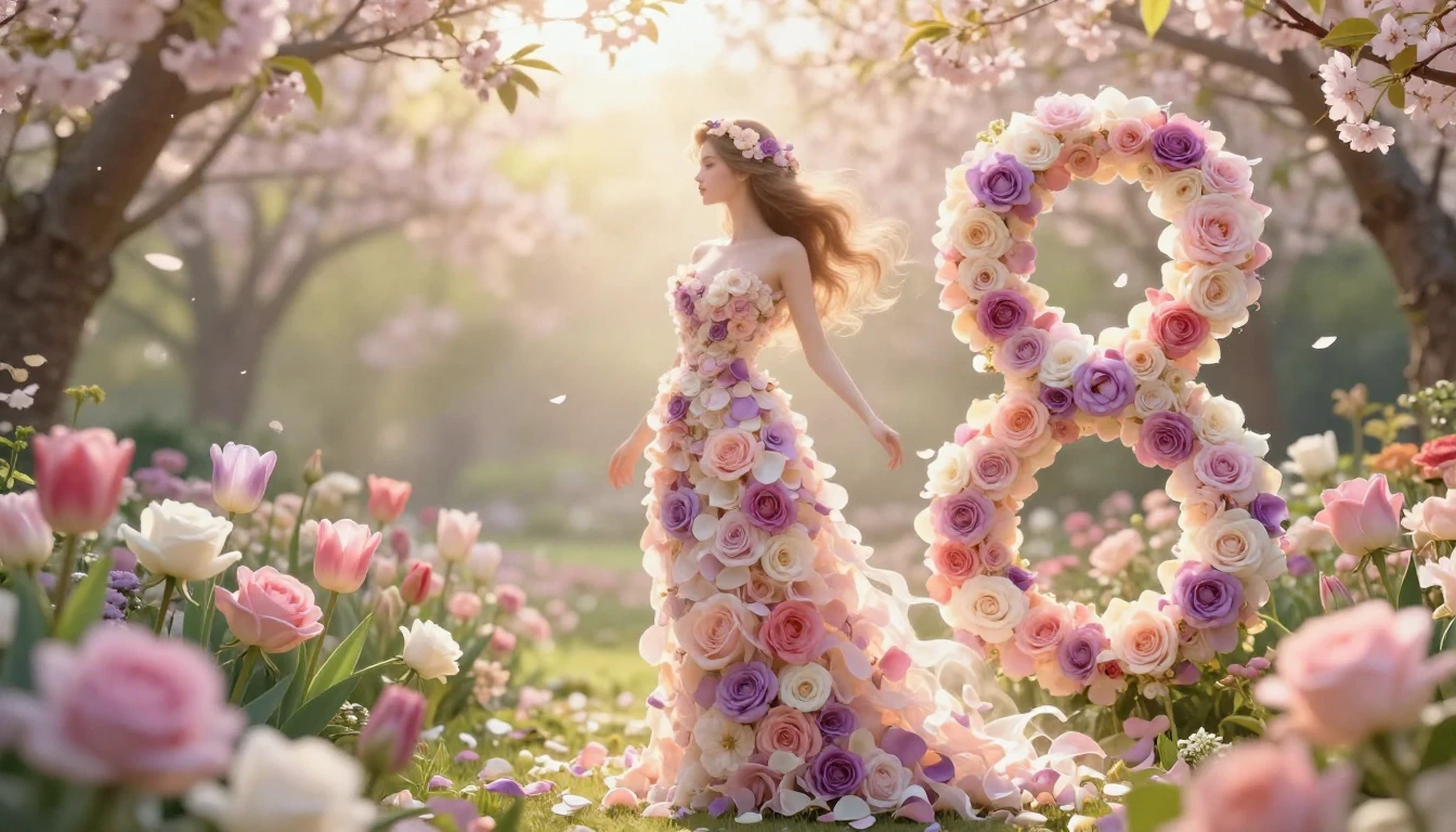 An elegant and dreamy composition featuring a graceful silho...