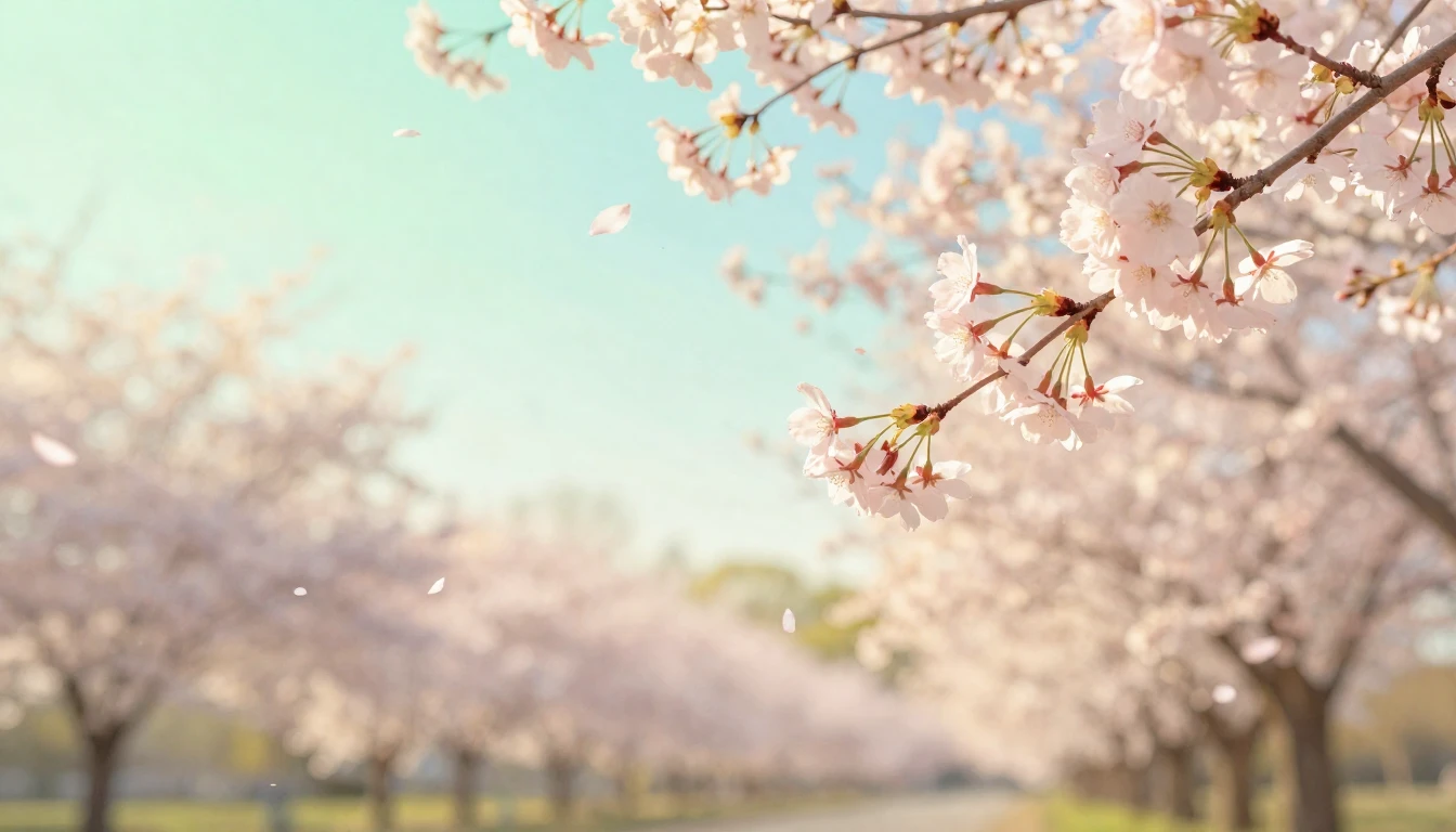 A serene and ethereal spring landscape capturing the essence...