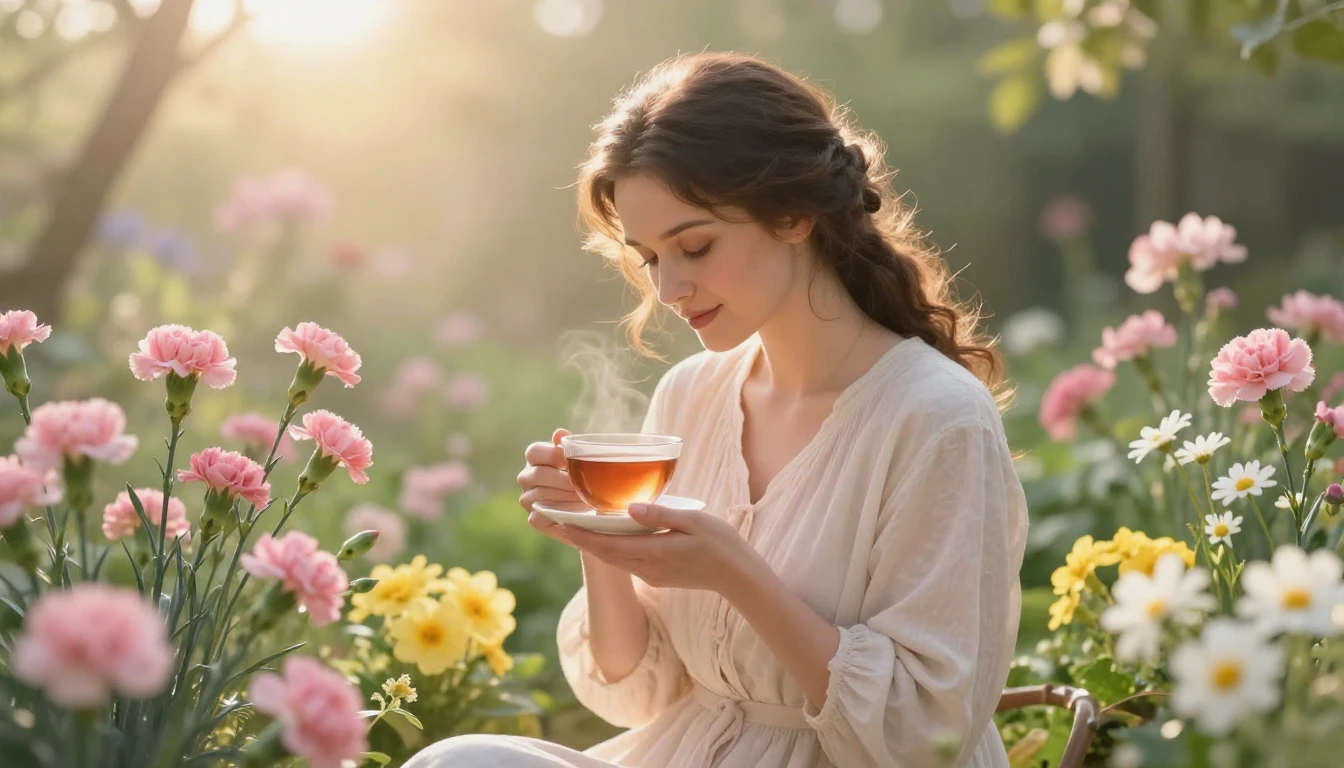 A heartwarming and soft scene depicting a mother's gentle lo...