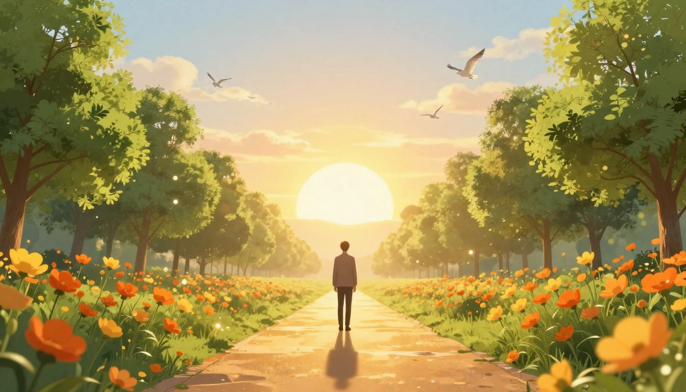A vibrant and uplifting scene symbolizing a fresh start and ...