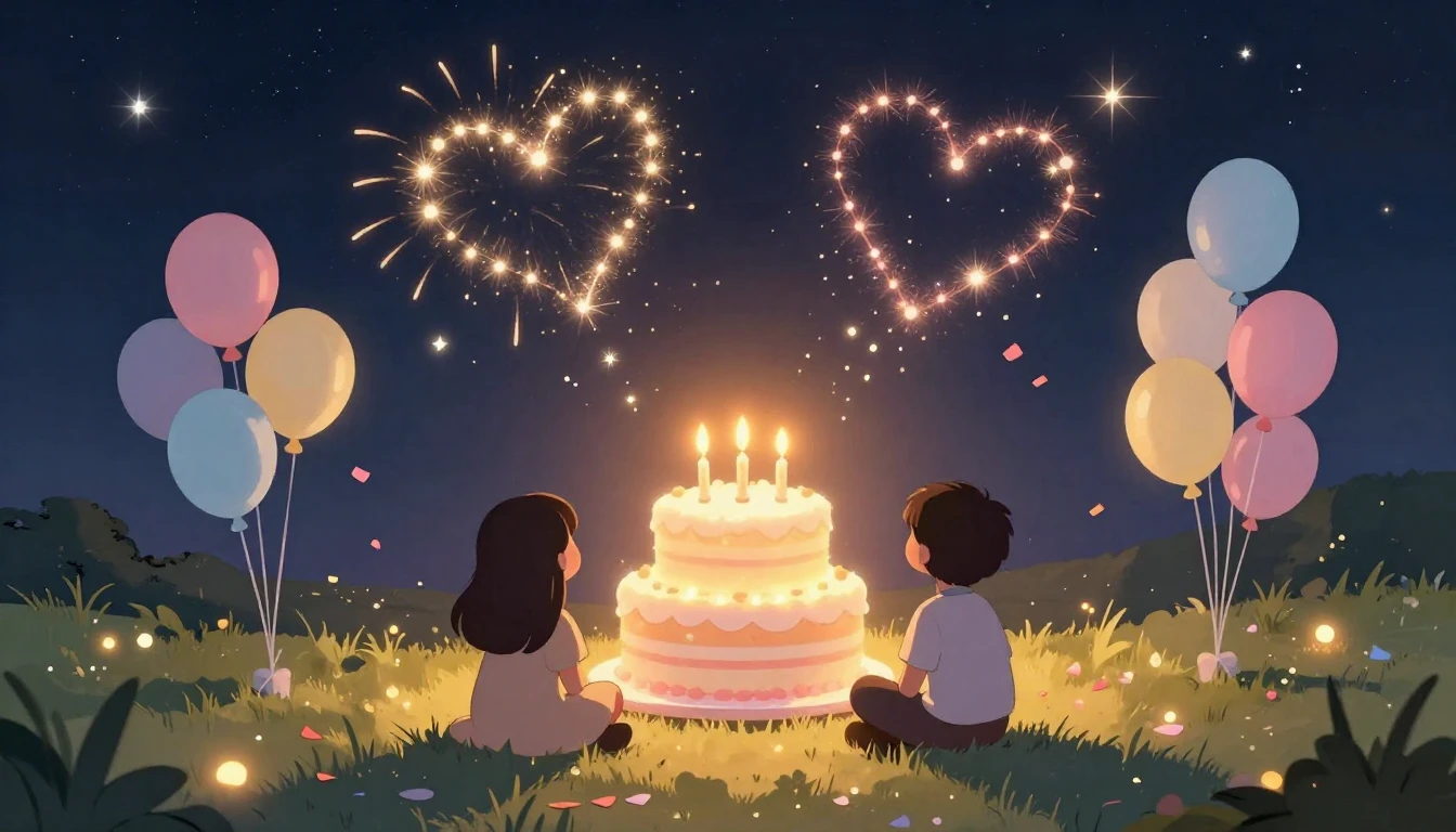 A warm and cheerful birthday celebration scene focusing on t...