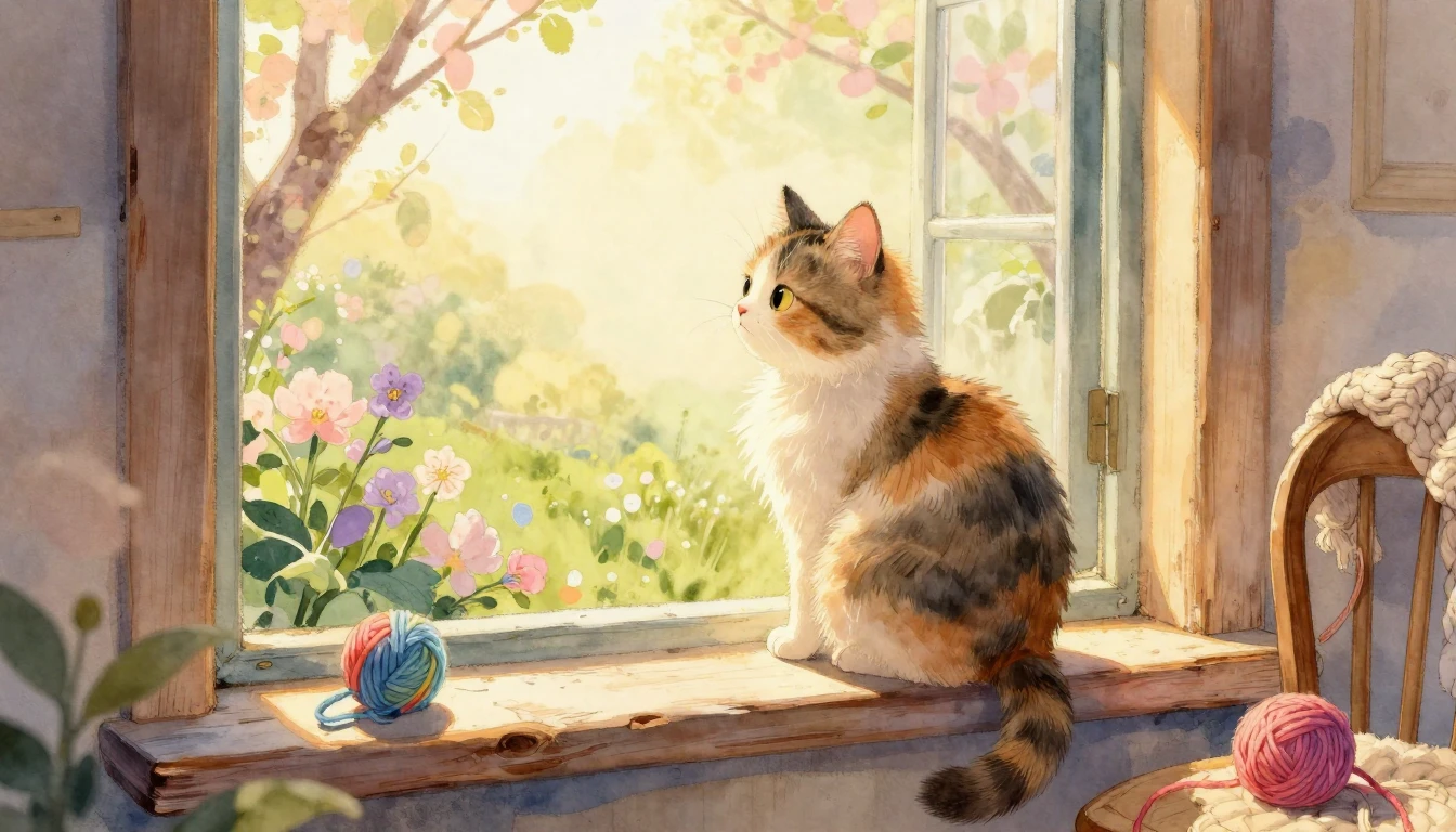 A whimsical and heartwarming watercolor illustration of a fl...