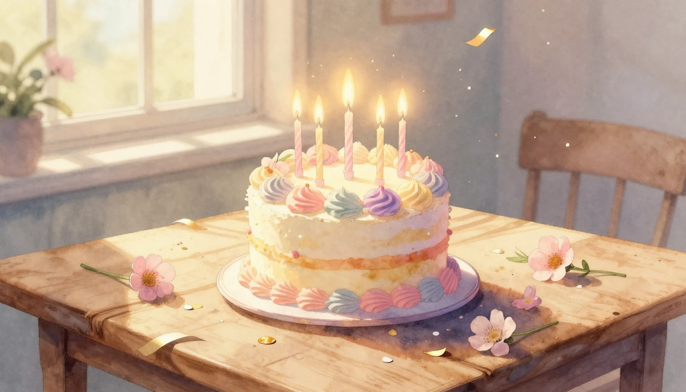 A soft and dreamy watercolor illustration depicting a warm a...