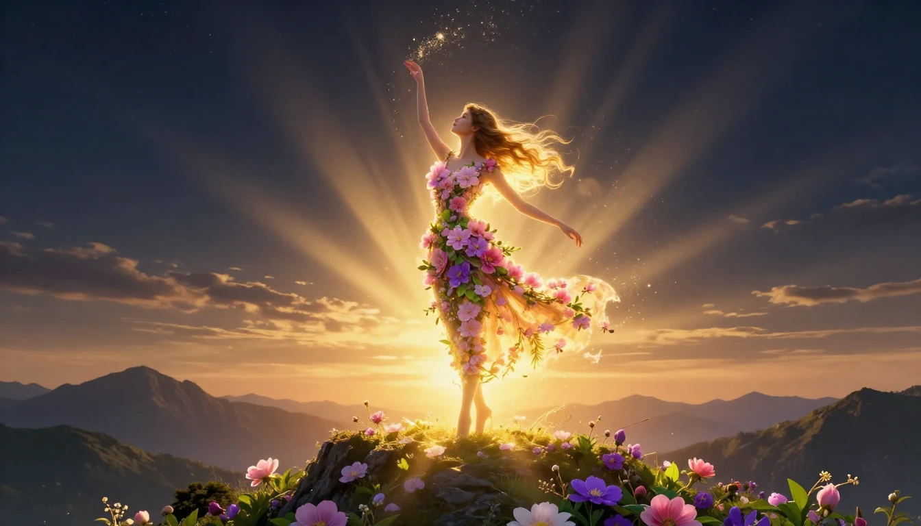 A majestic and ethereal silhouette of a graceful woman forme...