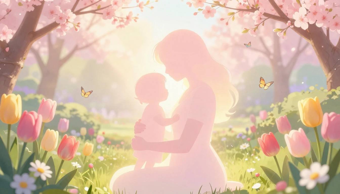 A beautiful, heartwarming scene celebrating motherhood and s...