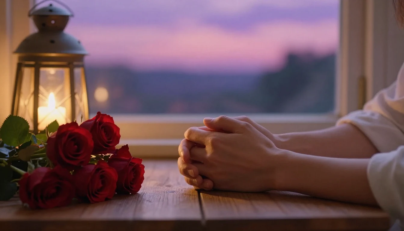 A romantic and soft composition symbolizing eternal love bet...