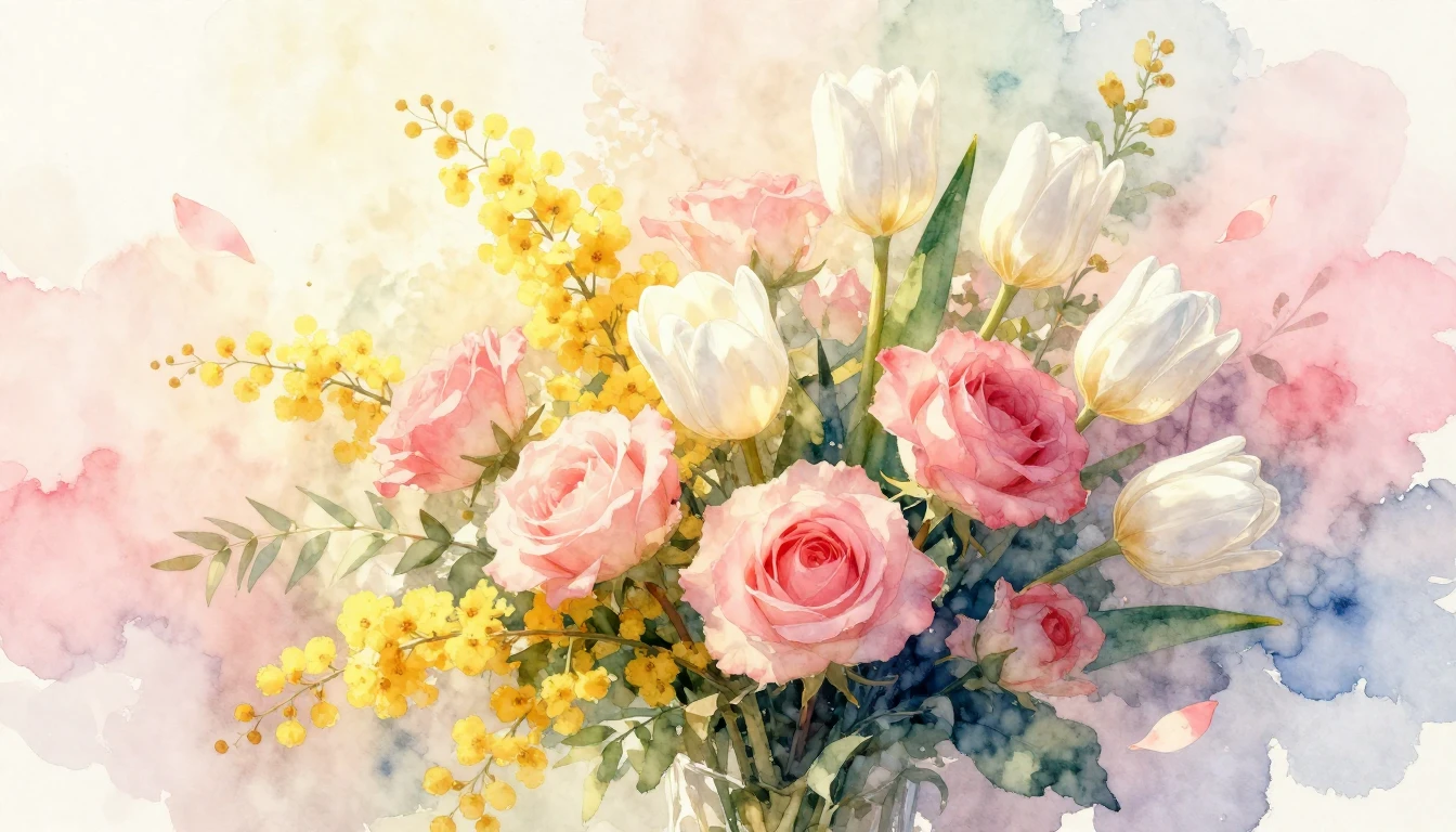 A soft and dreamy watercolor painting composition symbolizin...