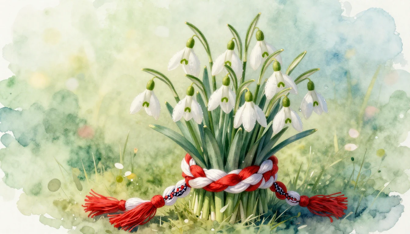 A delicate watercolor painting featuring a beautiful bouquet...