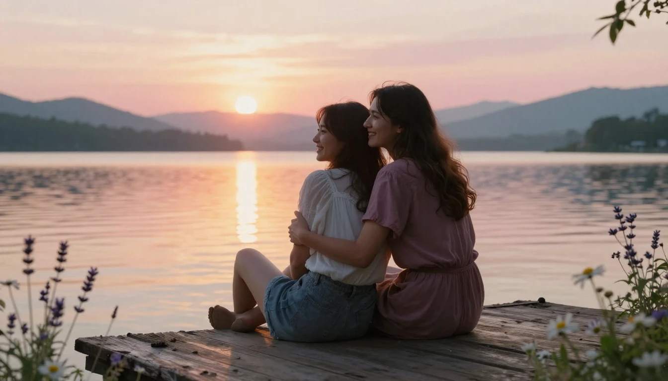 A heartwarming and emotional scene of two female best friend...