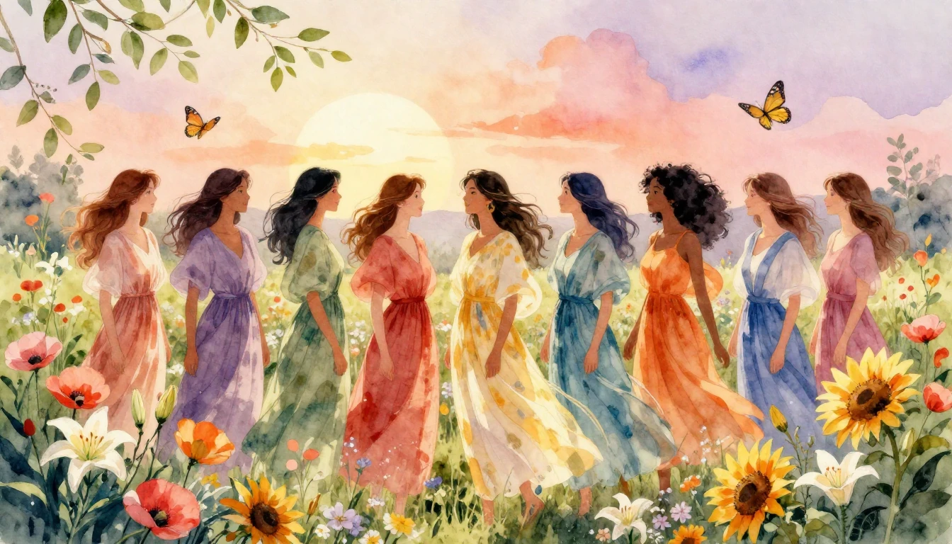 A breathtaking watercolor illustration celebrating feminine ...