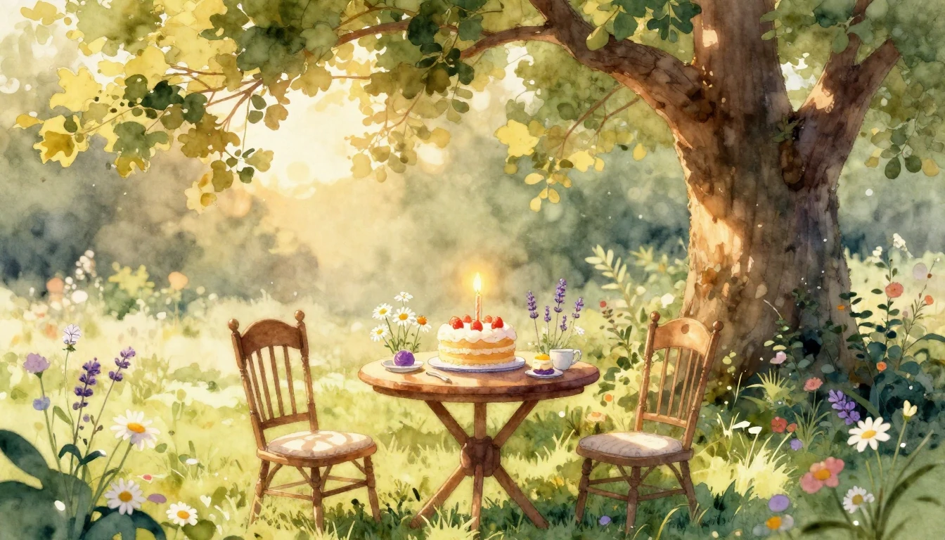 A warm and inviting scene in a sun-drenched garden during go...