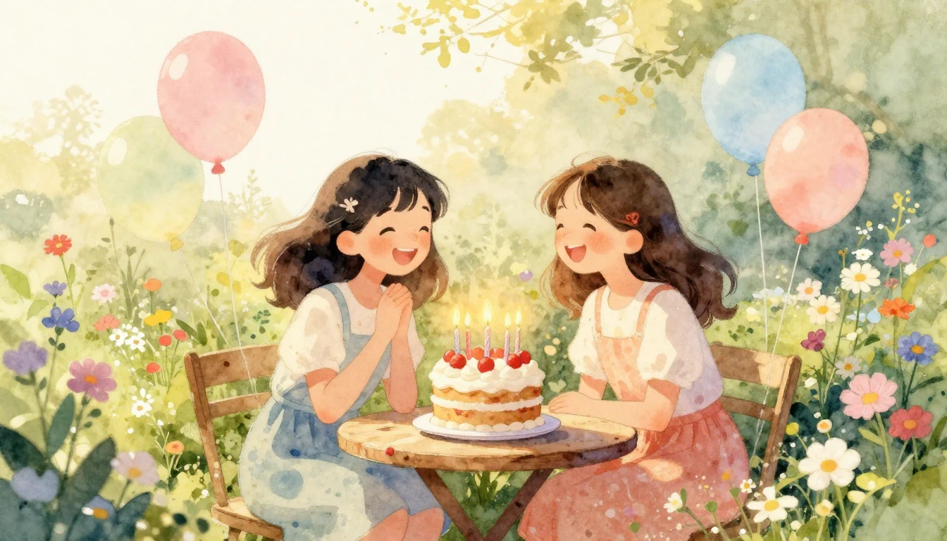A heartwarming watercolor illustration of two close friends ...