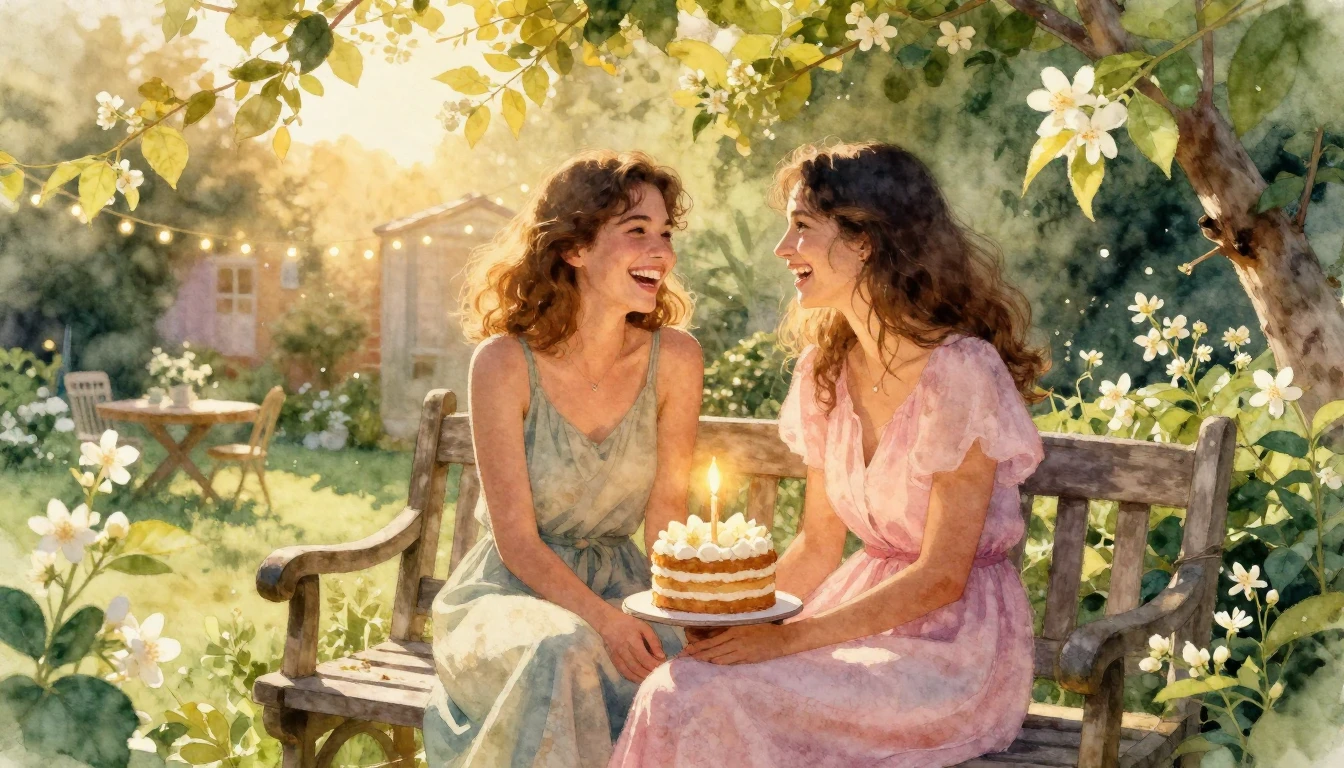 A heartwarming scene of two close friends sitting on a rusti...